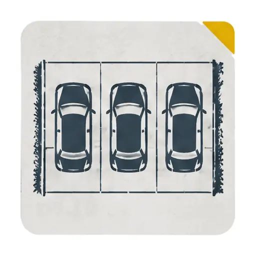 Schematic: Three-car driveway, 30 × 24 ft