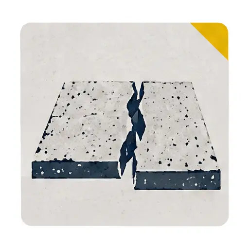 Schematic: Wide or uneven cracks